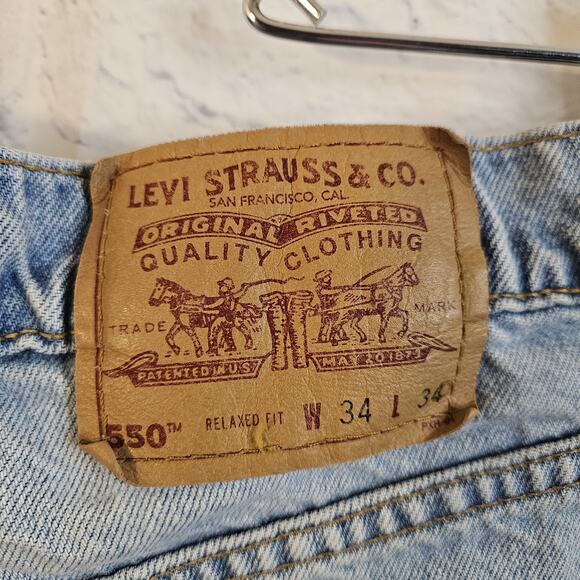 VTG 90s Levis 550 Jeans Mens 34x28 Relaxed fit Denim Light Wash Read - Picture 6 of 9